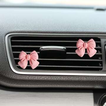 CasaPopz 6 pcs Pink Bow Car Air Freshener Coquette Cute Girly Car Decor Accessories Interior Aesthetic Car Decorations Stuff for Women Girl