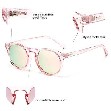 Gleyemor Kids Polarized Round Sunglasses for Ages 3-8