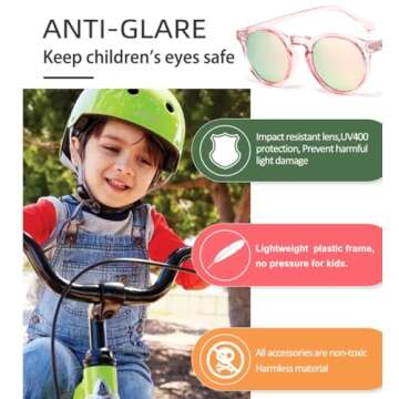 Gleyemor Kids Polarized Round Sunglasses for Ages 3-8