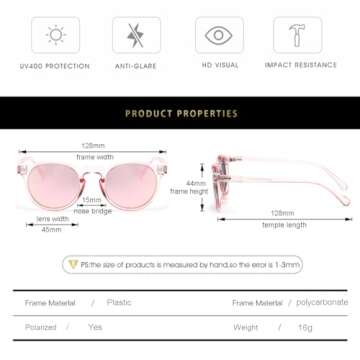 Gleyemor Kids Polarized Round Sunglasses for Ages 3-8