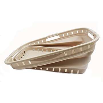 SAMMART 44L Collapsible Plastic Laundry Basket - Foldable Pop Up Storage Container/Organizer - Portable Washing Tub - Space Saving Hamper/Basket (1, Apricot), Size : 25.4 x 17.3 x 10.2 inches