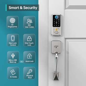 Hornbill Wi-Fi Smart Lock with Fingerprint, Smart Deadbolt Keypad Door Lock, Keyless Entry Smart Doo...