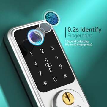 Hornbill Wi-Fi Smart Lock with Fingerprint, Smart Deadbolt Keypad Door Lock, Keyless Entry Smart Door Lock for Front Door, Biometric Passcode Digital Door Lock Works with Alexa/App/Remote Control