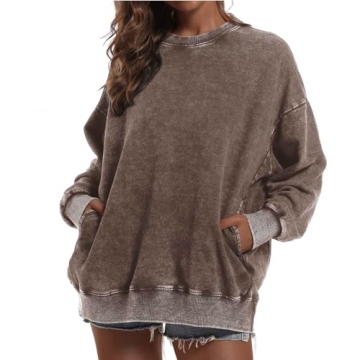 BINTEHGS Vintage Oversized Cotton Sweatshirt with Pockets