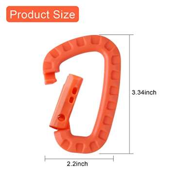 Tactical Carabiner Keychain - 12 Pack Hard Polymer Carabiners D Rings Light Weight Spring Snap Gear Clip Utility Hooks Backpack Hanging Buckle for Outdoor