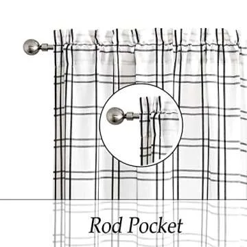 Amzdecor Buffalo Plaid Window Treatment Set,Light Filtering Curtain Woven Lines Pattern Drapes for Living Room and Bedroom, Semi Sheer Rod Pocket Modern Farmhouse Style 2 Panels 40"x63",Black&White