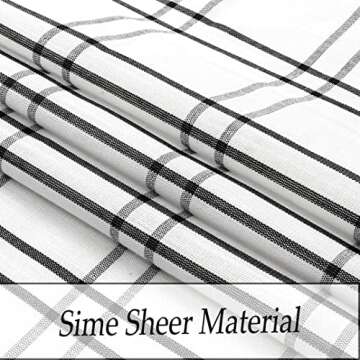 Amzdecor Buffalo Plaid Window Treatment Set,Light Filtering Curtain Woven Lines Pattern Drapes for Living Room and Bedroom, Semi Sheer Rod Pocket Modern Farmhouse Style 2 Panels 40"x63",Black&White