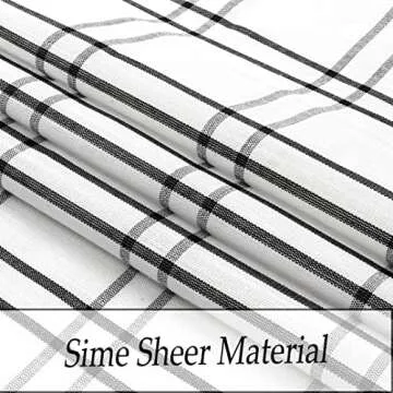 Amzdecor Buffalo Plaid Window Treatment Set,Light Filtering Curtain Woven Lines Pattern Drapes for Living Room and Bedroom, Semi Sheer Rod Pocket Modern Farmhouse Style 2 Panels 40"x63",Black&White