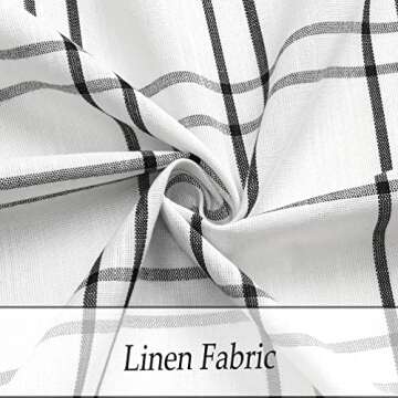 Amzdecor Buffalo Plaid Window Treatment Set,Light Filtering Curtain Woven Lines Pattern Drapes for Living Room and Bedroom, Semi Sheer Rod Pocket Modern Farmhouse Style 2 Panels 40"x63",Black&White