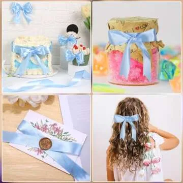 Light Blue Satin Ribbon 50 Yards Perfect for Any Occasion