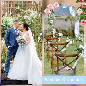 Blue Ribbon, 50 Yards 1 Inch Light Blue Ribbon Baby Blue Satin Ribbon Valentines Ribbon for Baby Shower Flower Bouquet Gift Wrapping Valentine's Day Decorations