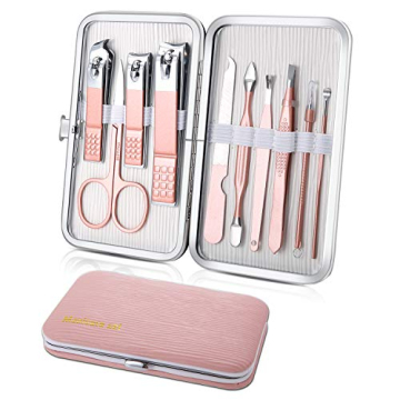 Manicure Set, Travel Mini Nail Clippers Kit Pedicure Care Tools, 10pcs Stainless Steel Grooming kit ...