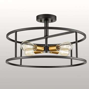 DIRYZON Industrial Semi Flush Mount Ceiling Light Chandelier