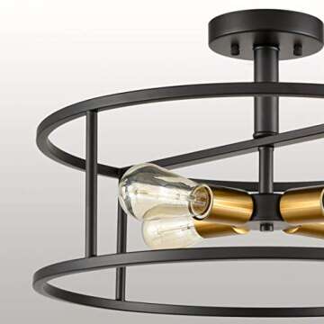 DIRYZON Industrial Semi Flush Mount Ceiling Light Chandelier