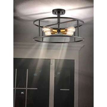 DIRYZON Industrial Semi Flush Mount Ceiling Light Chandelier