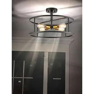 DIRYZON Industrial Semi Flush Mount Ceiling Light Chandelier