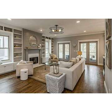 DIRYZON Industrial Semi Flush Mount Ceiling Light Chandelier