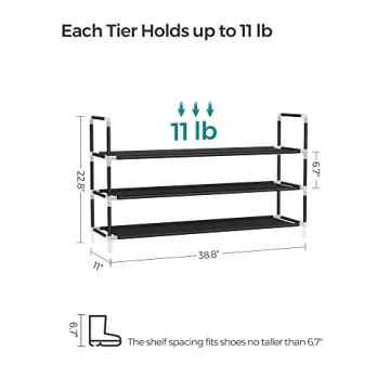 SONGMICS 3-Tier Shoe Rack for Efficient Shoe Storage