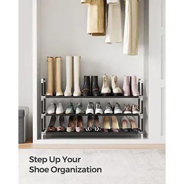 SONGMICS 3-Tier Shoe Rack for Efficient Shoe Storage