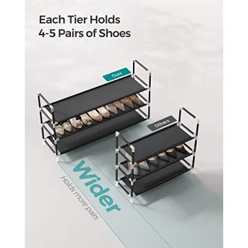 SONGMICS 3-Tier Shoe Rack for Efficient Shoe Storage