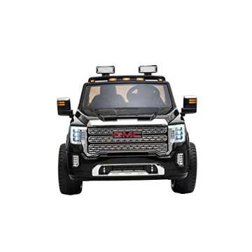 DAKOTT GMC Sierra Denali HD Two Seater 12 Volt Ride-On Truck w/ 2.4G Remote Control, LED Lights, Horn, Music, MP3/USB, Storage Box, Spring Suspension, Electric Vehicle for Kids .