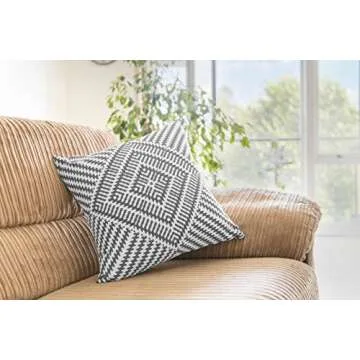 TreeWool Kaleidoscope Accent 18x18 Set of 2 Fall Winter Decorative Throw Pillow Covers 100% Cotton Home Decor Pillowcases for Sofa Living Room Couch (Graphite Gray)