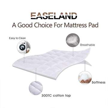 EASELAND Full XL Mattress Pad Pillow Top Mattress Cover Quilted Fitted Mattress Protector Extra Long...
