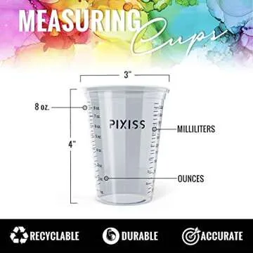 Pixiss Disposable Epoxy Resin Mixing Cups with Measurements (50-Pack) Mixing Cups for Mixing Containers, Epoxy Cups For Epoxy Measuring Cups - 20 Resin Mixing Sticks