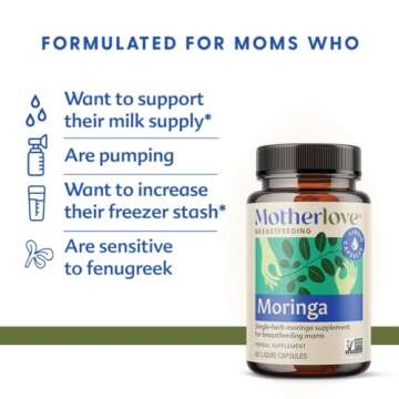 Motherlove Moringa (60 Liquid caps) Lactation Supplement to Support Breast Milk Supply—Non-GMO, Or...
