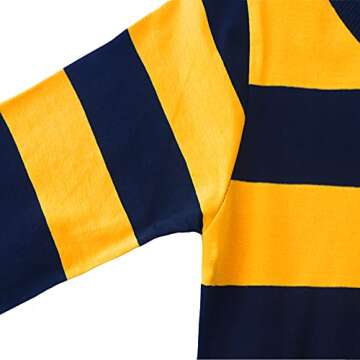 Spring&Gege Boys' Long Sleeve Striped T-Shirt Crew Neck Tees, Black and Yellow Stripes, 9-10 Years