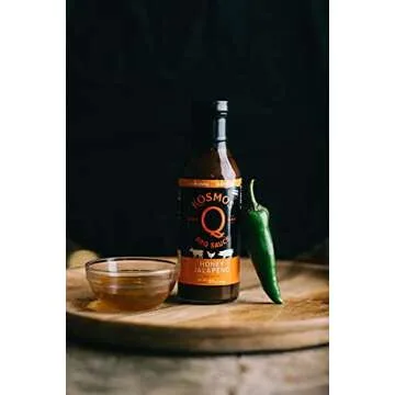 Kosmos Q Honey Jalapeno BBQ Sauce - 15.5 Oz Bottle for BBQ & Marinades w/Sweet and Spicy Flavor - Thick Barbecue Sauce for Tender & Juicy Meat (Honey Jalapeno)
