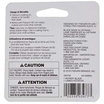 Fiskars 60mm Titanium Rotary Blades (2 Pack) - Rotary Cutter Blade Replacement - Crafts, Sewing, and...