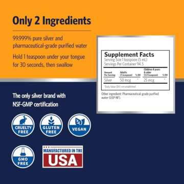 Sovereign Silver Bio-Active Silver Hydrosol for Immune Support, Colloidal-Silver Liquid, 10 ppm, 16o...
