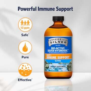 Sovereign Silver Bio-Active Silver Hydrosol for Immune Support, Colloidal-Silver Liquid, 10 ppm, 16oz (473mL) Value Size