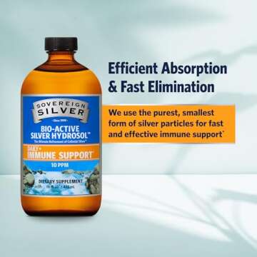 Sovereign Silver Bio-Active Silver Hydrosol for Immune Support, Colloidal-Silver Liquid, 10 ppm, 16oz (473mL) Value Size