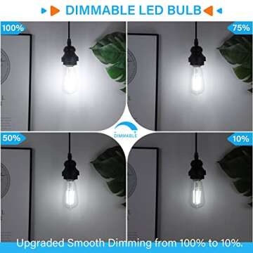 MAXvolador Vintage LED Edison Bulb Dimmable 60W Equivalent 850 Lumens, 6W Edison Light Bulbs 5000K, Antique ST58 LED Filament Bulb E26 Base, Pack of 4