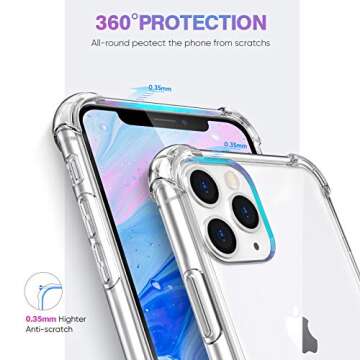 ORIbox for iPhone 11 Pro Max Case Clear,with 4 Corners Shockproof Protection,iPhone 11 Pro Max Clear Case for Women Men Girls Boys Kids,Case for iPhone 11 Pro Max Phone Clear
