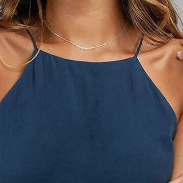 Silver Necklace for Women - Dainty Layering Pearls Necklace Bar Necklace Hammered Disc Pendant Silver Layered Necklace Simple Layering Necklace Silver Necklace for Women