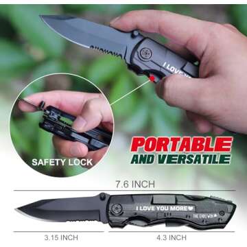 Valentines Ideal Gifts for Him Husband - Mens Valentines Gifts, Valentines Gifts for Him Husband Boyfriend - “I Love You More” Anniversary Birthday Gifts for Husband Him, 20 in 1 Multitool Knife