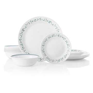 Corelle Vitrelle 18-Piece Service for 6 Dinnerware Set, Triple Layer Glass and Chip Resistant, Light...