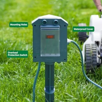 Columanten Outdoor Power Stake with 6 Outlets and 25ft Cord