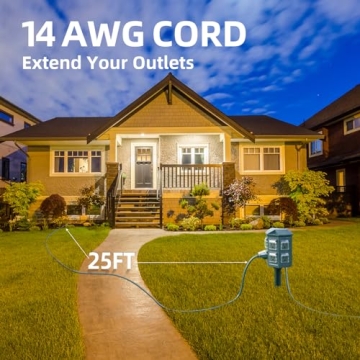 Columanten Outdoor Power Stake with 6 Outlets and 25ft Cord