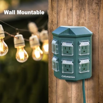 Columanten Outdoor Power Stake with 6 Outlets and 25ft Cord