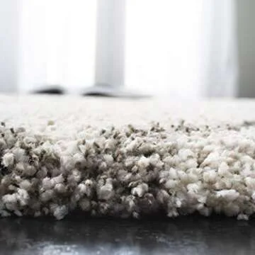 SAFAVIEH Hudson Shag Collection Accent Rug - 4' x 6', Ivory & Grey, Modern Trellis Design, Non-Shedding & Easy Care, 2-inch Thick Ideal for High Traffic Areas in Foyer, Living Room, Bedroom (SGH281A)