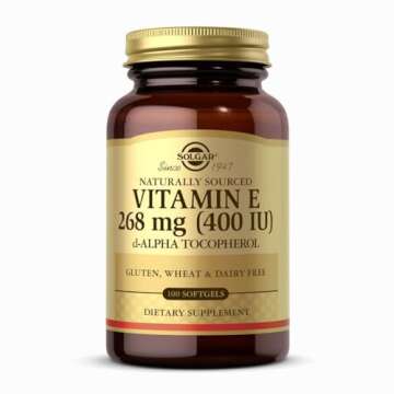 Solgar Vitamin E 268 MG (400 IU) (d-Alpha Tocopherol & Mixed Tocopherols), 100 Softgels - Supports Immune System & Skin Nutrition - Natural Antioxidant - Gluten Free, Dairy Free - 100 Servings