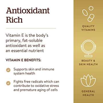Solgar Vitamin E 268 MG (400 IU) (d-Alpha Tocopherol & Mixed Tocopherols), 100 Softgels - Supports Immune System & Skin Nutrition - Natural Antioxidant - Gluten Free, Dairy Free - 100 Servings