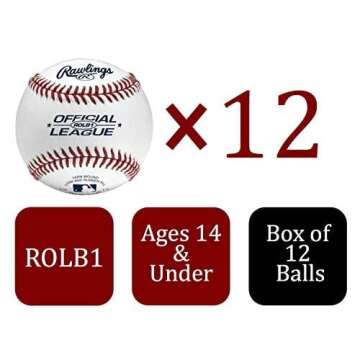Rawlings | Official League Baseballs | Competition Grade | ROLB1 | Youth/14U | Game/Practice Use | 1...