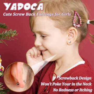 YADOCA 14 Pairs Hypoallergenic Screw Back Earrings for Girls Women Surgical Steel Tiny CZ Pearl Ball Heart Flower Screwback Earrings Studs Set Multicolored Pink