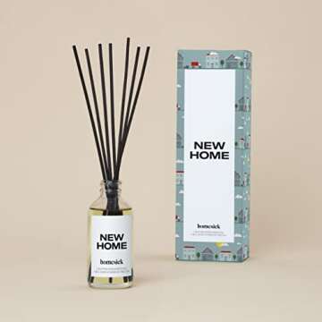 Homesick Premium Reed Diffuser, New Home - Scents of Jasmine, Cedarwood, Lime, 4 oz, Hand-Crafted Es...