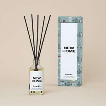 Homesick Premium Reed Diffuser, New Home - Scents of Jasmine, Cedarwood, Lime, 4 oz, Hand-Crafted Essential Oils, Fragrance Decor, Relaxing Aromatherapy Diffuser